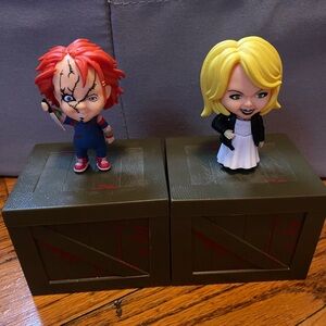 Horror Character Figurines with Red and Yellow Hair